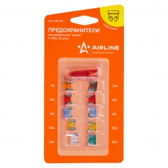 Предохранители AIRLINE AFUMK04 "микро" в блистере с экстрактором (10 шт. 5-30А)